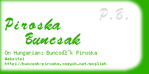 piroska buncsak business card